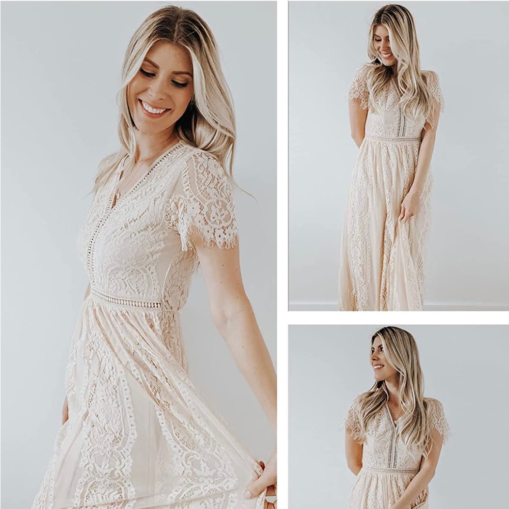 Floral Lace Wedding Bridesmaid Baby Shower Dress